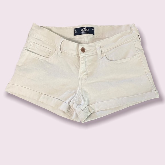 Hollister Pants - Hollister White Denim Shorts, Cuffed Hem, Size 3, W26